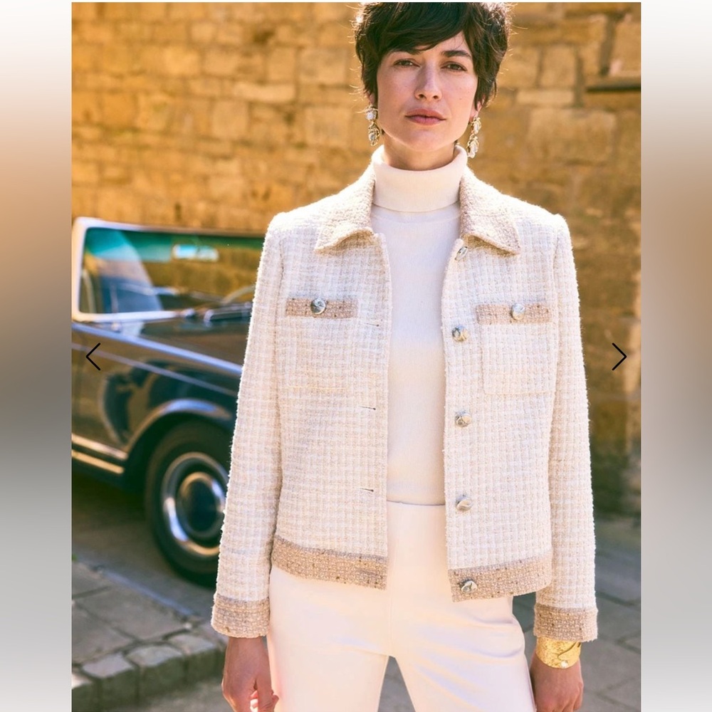 CHICO’S Tonal Neutral Tweed Jacket XS (00)